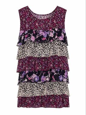 ERIN B. Ruffled Printed Top M